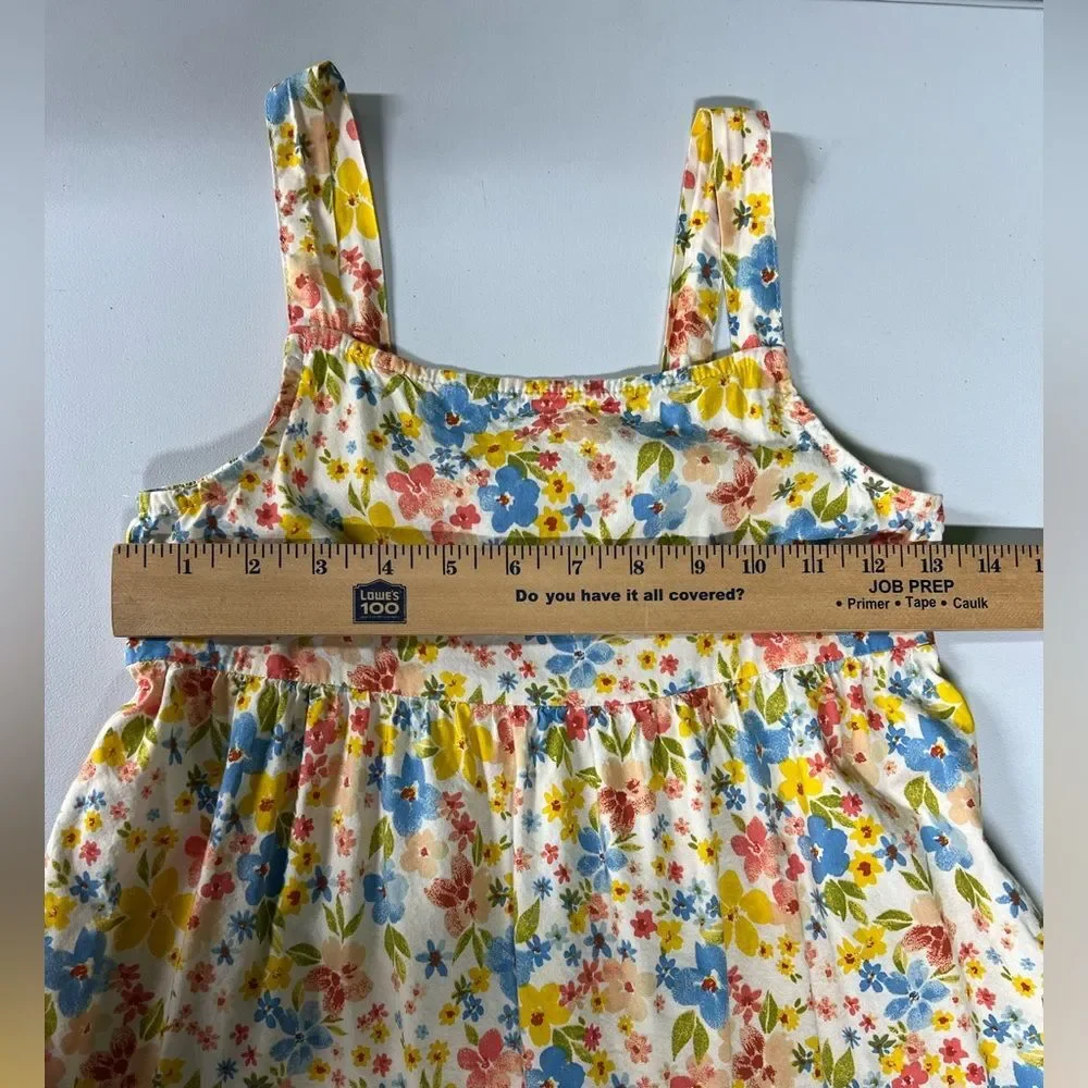 Old Navy Sleeveless Tiered Yellow Blue Floral Print Dress Girls Large 10/12
